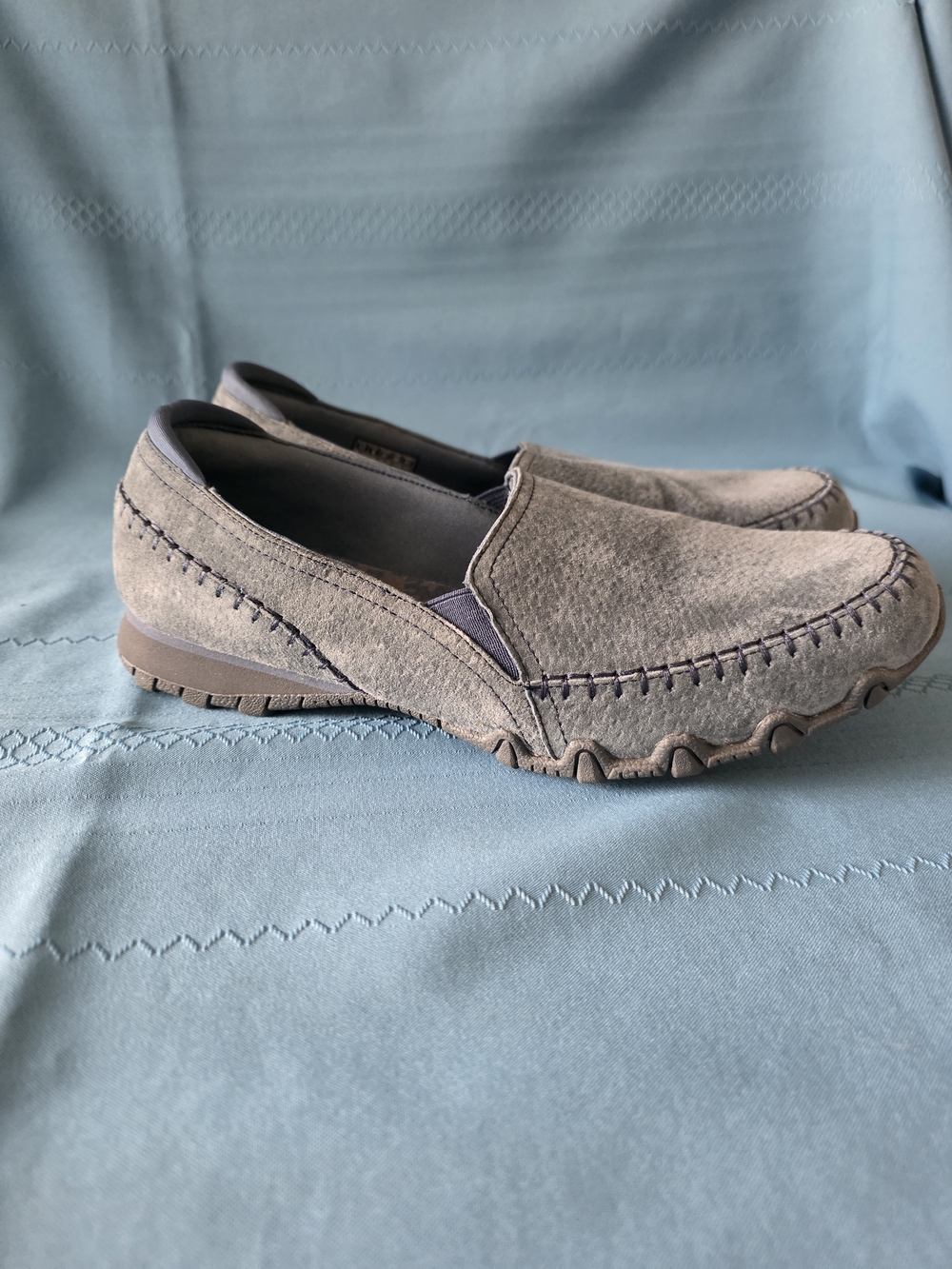 Skechers Relaxed Fit Bikers - Alumni Blue Suede Loafers 11W Memory Foam Air Cool